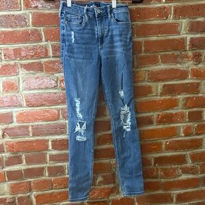 Hollister Blue Ripped Skinny Jeans